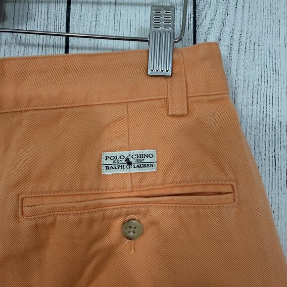 VTG Ralph Lauren Men's W33 Orange Pleated Cotton Bermuda Shorts - Picture 4 of 7